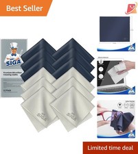 Microfiber Cleaning Cloths 12 Pack for Glasses Screens Electronics Soft Lint-...