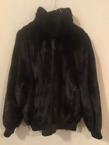 Black Vintage Joe & Redmond Reversible Mink to Leather Bomber Women’s Jacket - Picture 3 of 18