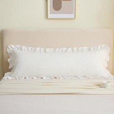 Ruffle Body Pillow Cover 20x54 Inches Farmhouse 54" x 20" Pack of 1 Off White