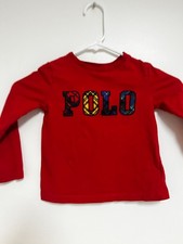 Polo RALPH LAUREN kids long sleeve red Shirt Big Font Block Polo sz 4T