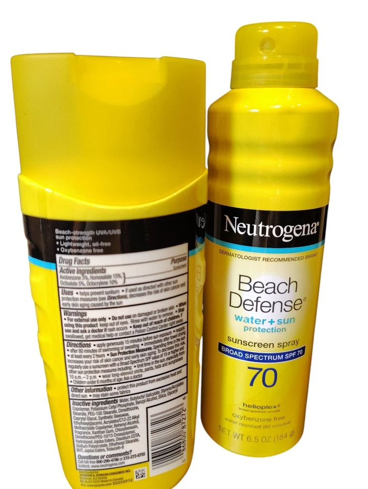 Neutrogena Beach Defense SPF 70 Protector Solar Loción y Spray Set - NUEVO Foto 4 de 4
