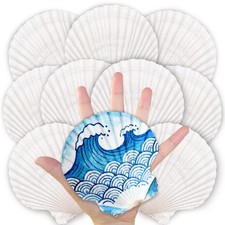 10PCS Large Scallop Shells for Crafts, 4-5 Inch Natural Sea Shells for Decora...
