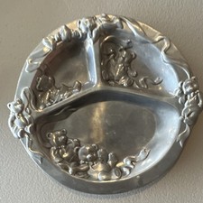 Arthur Court Aluminum Divided Plate Teddy Bear Design 2002