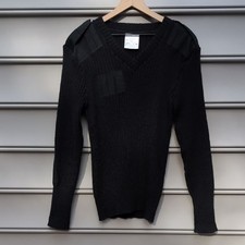 Vintage Black Wool British Military Tactical Ribbed Sweater Made In England