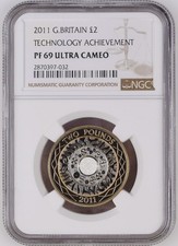 7/0 TOP POP - 2011 Great Britain £2 Technology Achievement Proof NGC PF69