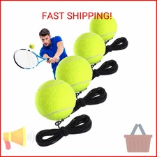 Gejoy 4 Packs Tennis Training Ball with String Tennis Trainer Balls Self Practic