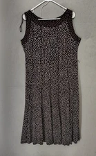 Perceptions NY Dress Womens 14 Brown Polka Dot Sleeveless Flowy Midi Cocktail