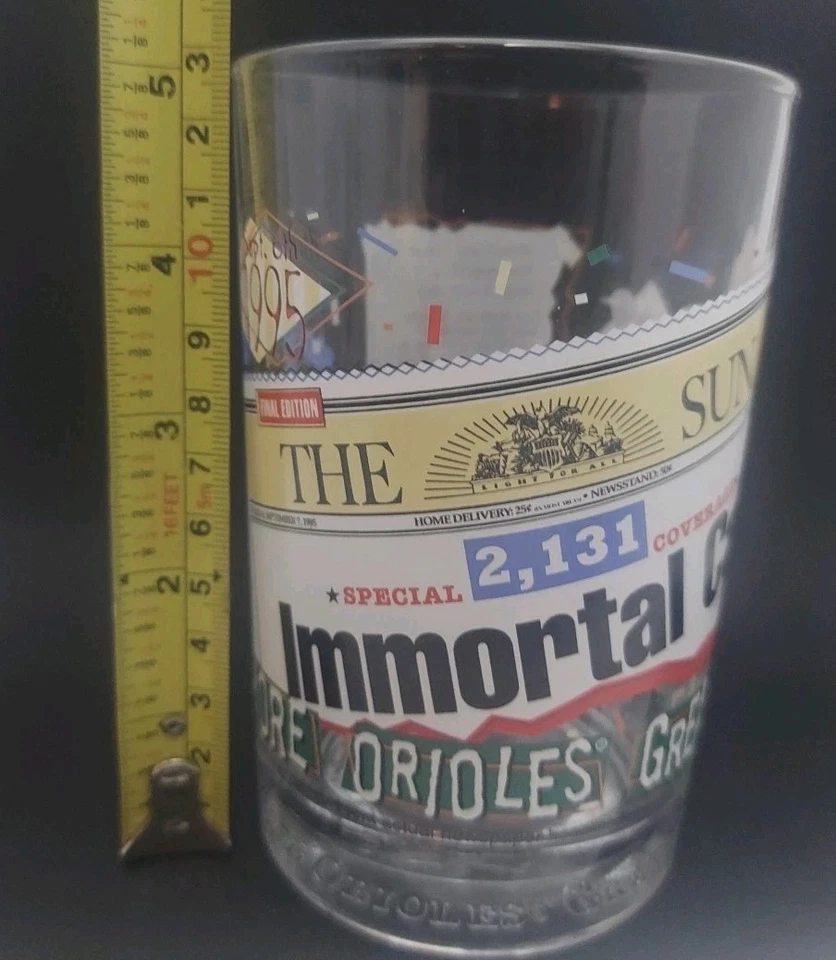 Vintage 1993 & 98 McDonalds Glasses Cal Ripken Orioles Greatest Moments Set Of 2 - Image 3 of 4