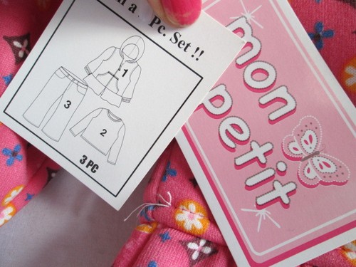 MON PETIT...PINK...HOODIE, TOP & DENIM JEANS...NEW w TAGS...sz 18M - Picture 6 of 6
