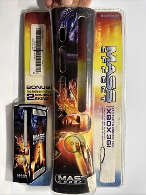 (#22).    Mass Effect Faceplate & Console Skinz Sealed Set - Microsoft Xbox 360