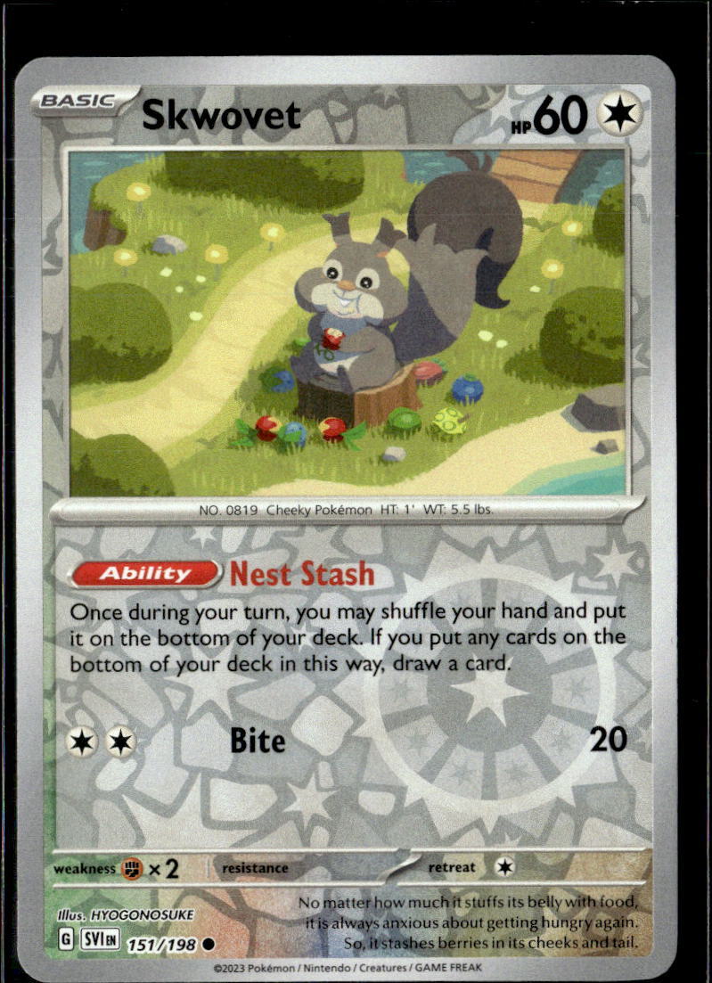 Pokemon Skwovet 151/198 Scarlet Violet Base Reverse Holo Common 2 Card Lot