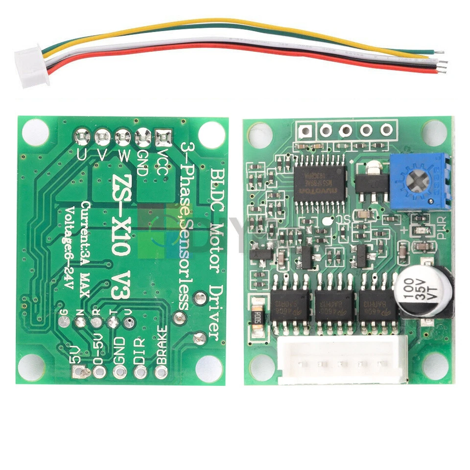 Brushless Motordrehzahlregler ohne Hall BLDC Treiberplatine DC6-20V 60W - Bild 3 von 4