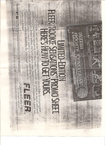 1992 Fleer Rookie Sensations Limited-Edition Promotional Sheet #60474/250000 - Picture 5 of 5