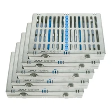 5✖ Stainless Dental Autoclave Sterilization Cassette Box Tray for 10 Instruments