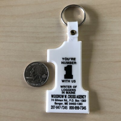 Loggers In Maine Woodrow Cross Insurance Agency Bangor Keychain Key Ring #37630