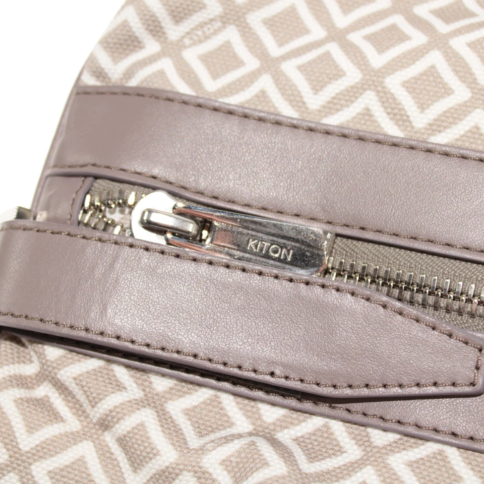 Bolso de ropa Kiton nuevo con etiquetas en beige y blanco patrón geométrico con detalles de cuero Foto 2 de 4
