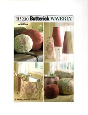 Sewing Pattern for Home, Pillow, Footstool, Lamp Shade Butterick B5230 Uncut F/F