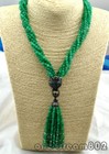 jade necklace Cz Pendant S1877 6strands 18" 4mm Green