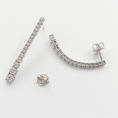 Boucles D'oreilles Tennis En Or Blanc 18 Carats Avec Diamants Naturels 2.00 Carats - Couleur F