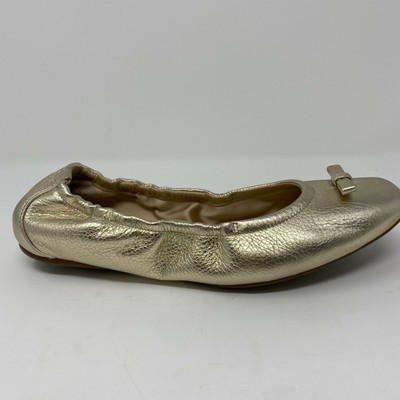 gold leather flats