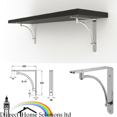 1 x Hafele poliertes Chrom Wand feste Schweberegal Halterung Träger mit Befestigung
