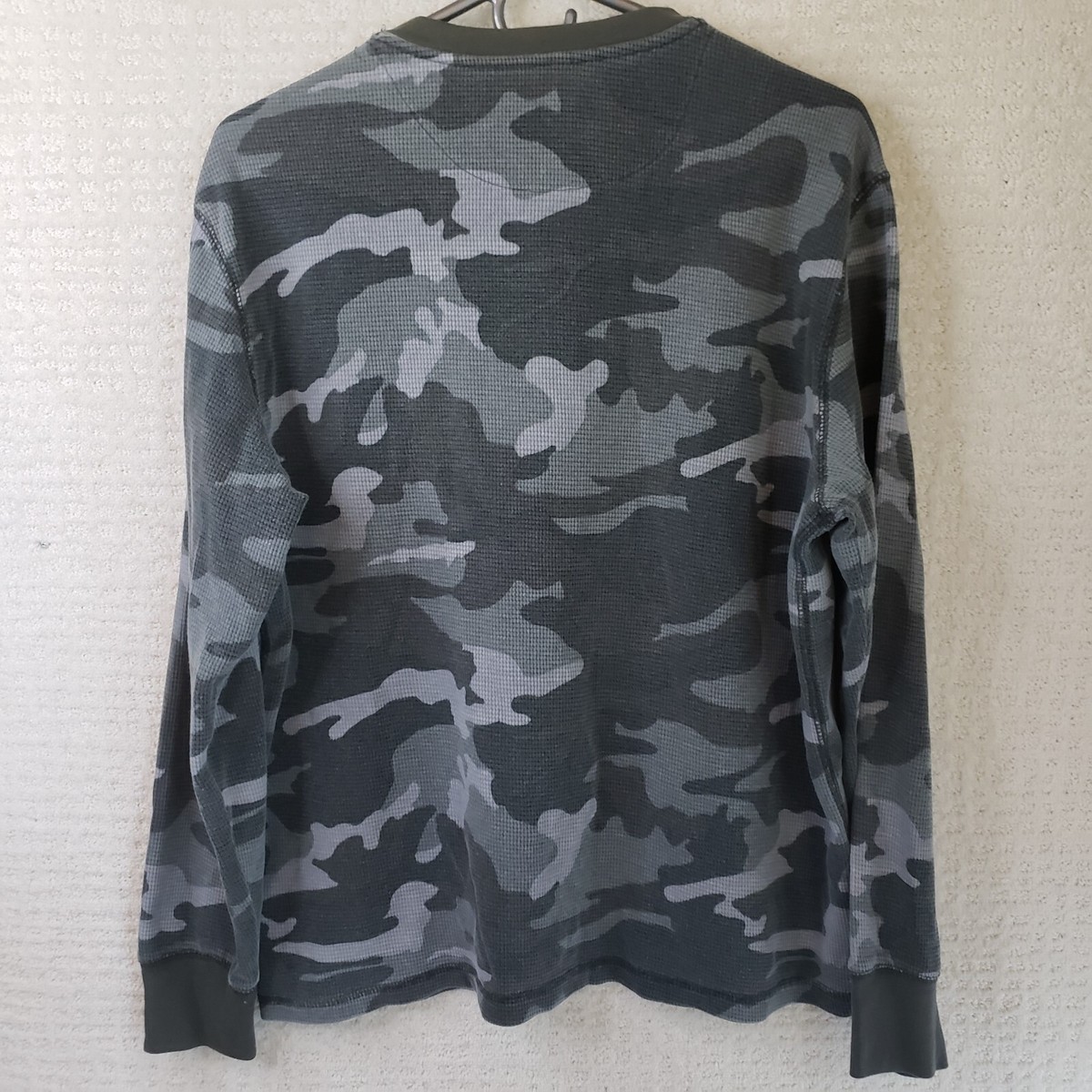 Faded Glory Men's L Camo Waffle Knit Thermal Long Sleeve Shirt w