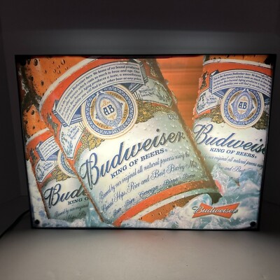 BUDWEISER Beer Lighted Bar Sign Man Cave Wall Decor 2008 Bottle