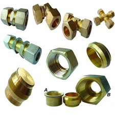 Brass Compression Fittings, Plumbing quality, Air, Water, Gas, Metric Sizes.