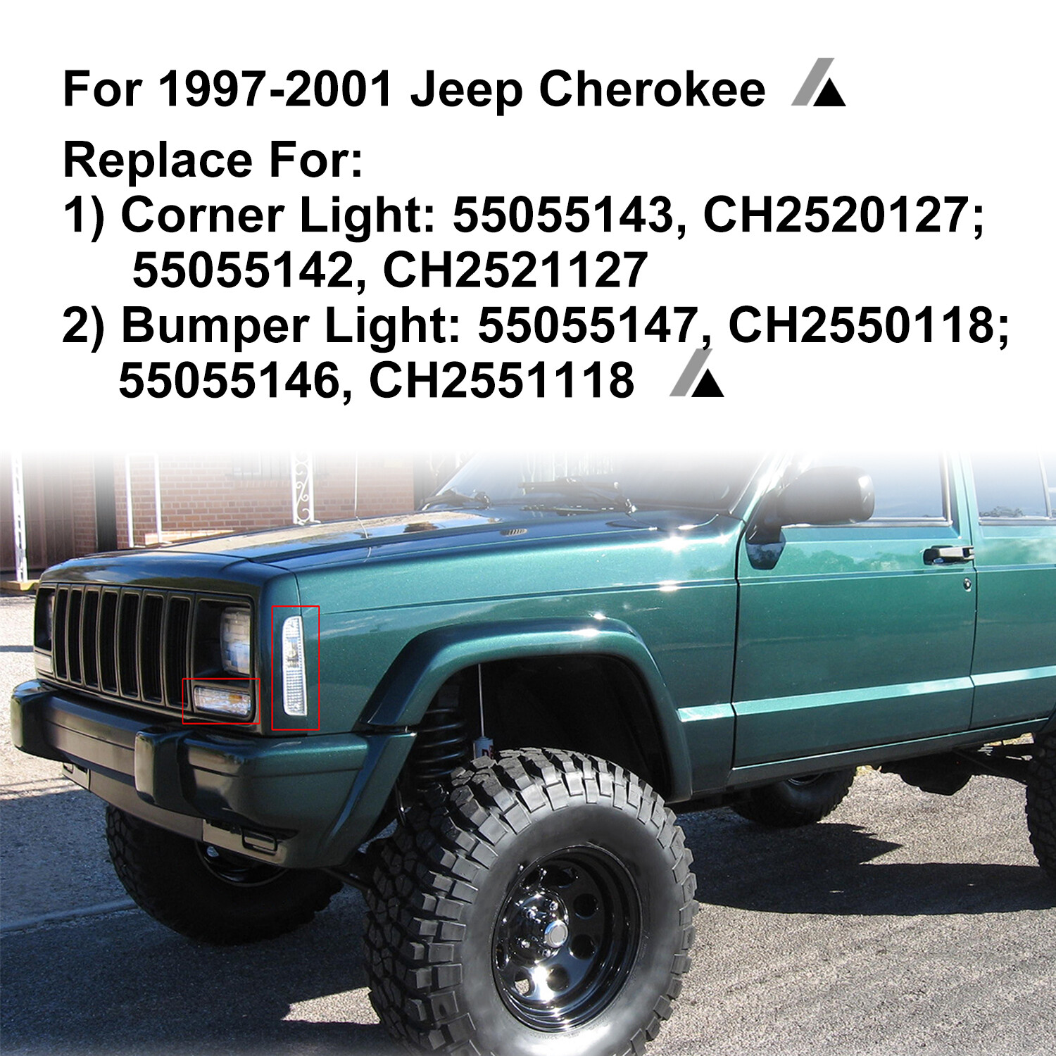 For 97 98 00 01 Jeep Cherokee XJ Chrome Bumper Lights + Signal Corner