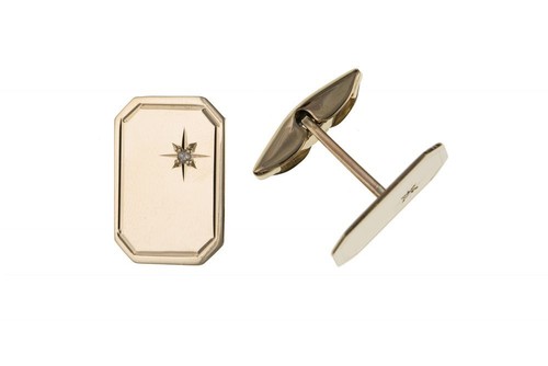 Boutons De Manchette Avedon Vintage - Or 14 Carats, Diamants Naturels, 9 Grammes