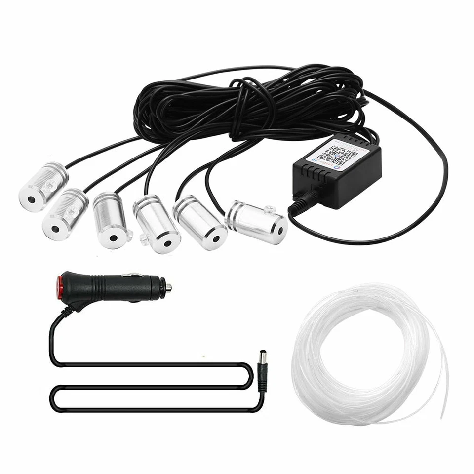 Kits de luz atmosférica lámpara tira de alambre de neón fibra óptica interior coche LED RGB de 8M Foto 4 de 4