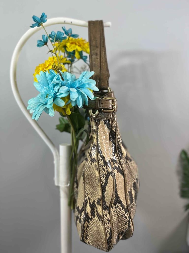 KOOBA Python Snakeskin Prints Leather Top Double … - image 3