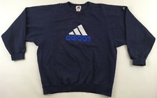 Adidas 1990s Corporate Logo Line navy sweatshirt pullover vintage Large D8 44-46