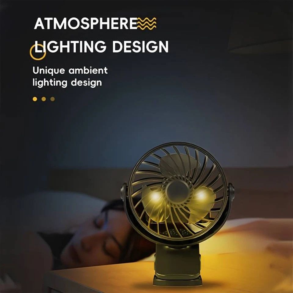 LED fan Clip Small portable desktop fan 3 speed with rechargeable battery - Image 4 of 4