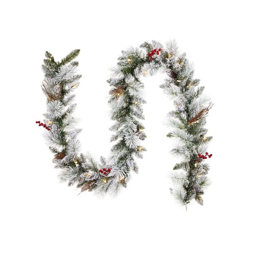 Noma Snow Dusted Berry 9 Ft Pre Lit Garland Home Holiday Mantle Decor (Open Box) - 第 1/5 張圖片
