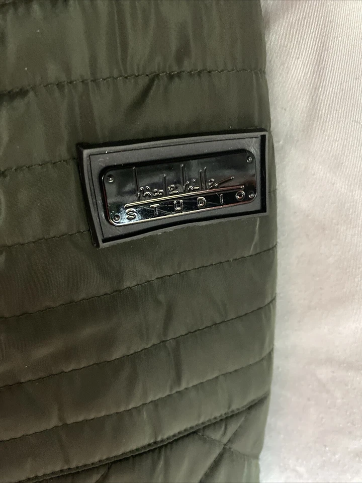 Abrigo largo con capucha Nicole Miller Studio Winter Puffer chaqueta verde medio Foto 4 de 4