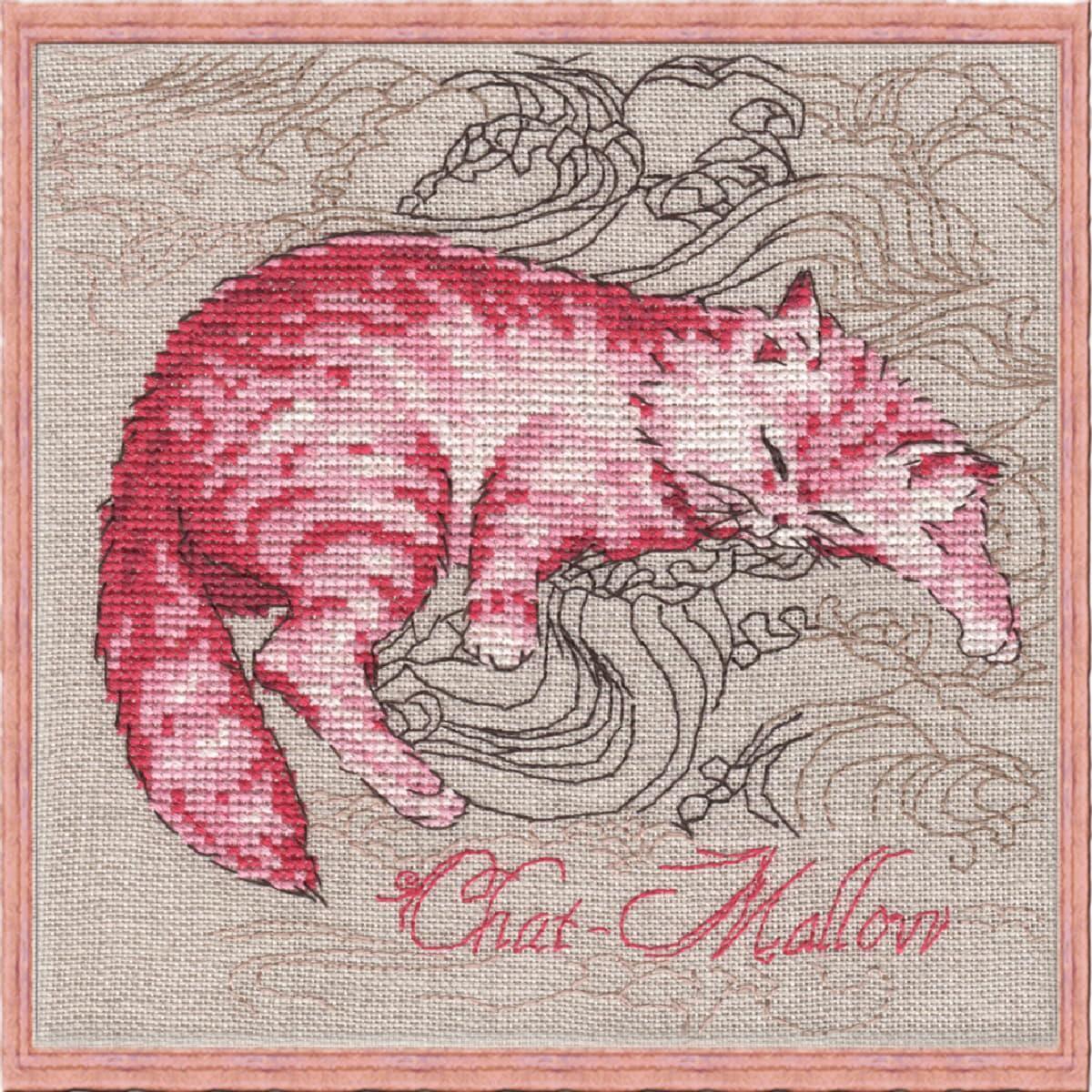 Nimue counted cross stitch kit ""Chat-Mallow"", 116K, 15x15cm, DIY