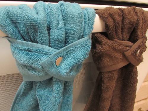Toalla de mano colgante acanalada marrón, azulada, toalla de mano de baño sólida o toalla de cocina - Imagen 3 de 9