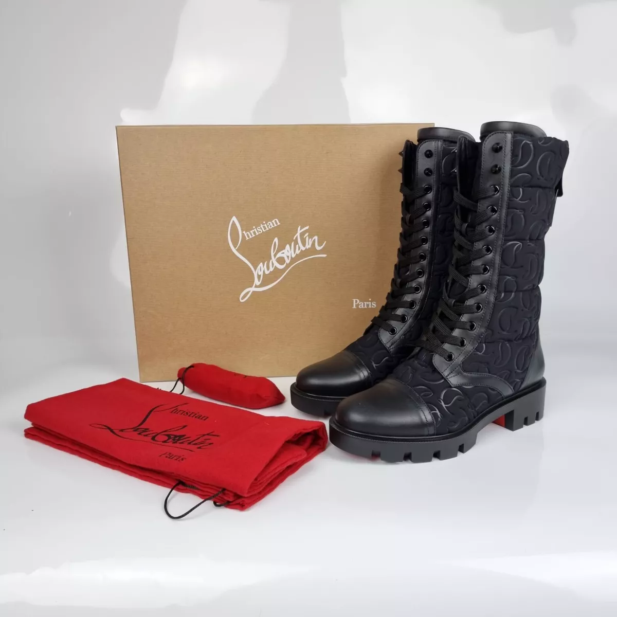 Christian Louboutin Pavleta Leather-trimmed Quilted Shell Boots