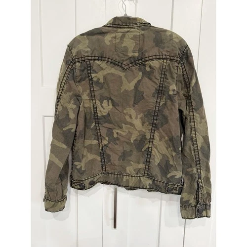 RARE True Religion Jimmy Super T Olive Green Camo Jacket Large image 2