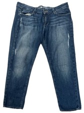 Paige James Crop Jeans 29 Low Rise Blue Denim Distressed Made in USA Womens
