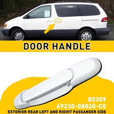 Outside Sliding Door Handle 80357 For 1998-03 Toyota Sienna White Rear TO1310126