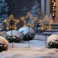Led Garten Stecker Stern 3Er Set - 30 / 24 Cm - Weihnachten Deko Timer AußEn