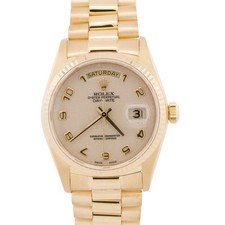 1987 Rolex Day-Date President IVORY COMPUTER ARABIC 18K Yellow Gold 36mm 18038
