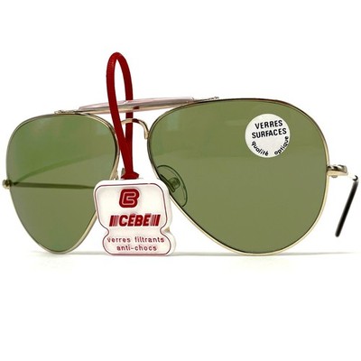 Vintage CEBE  198 OUTDOORSMAN mineral sunglasses - France 1990's - Gold / Green