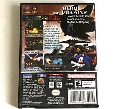 Shadow the Hedgehog Nintendo GameCube Complete Game Manual Case
