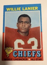 1971 Topps Football Card #114- WILLIE LANIER K.C. CHIEFS ROOKIE CARD. Pack Fresh. rookie card picture