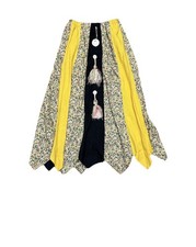 Vintage 70s Chessa Davis Maxi Skirt Hippie Black Yellow Floral