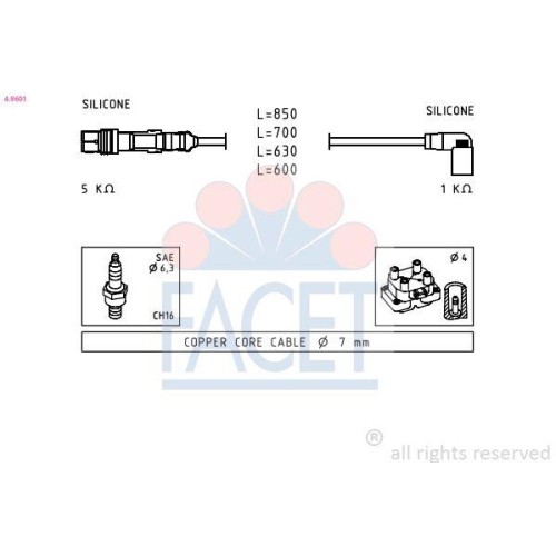 ZüNdleitungssatz Facet 4.9601 Made In Italy - Oe Equivalent FüR Seat Vw-image