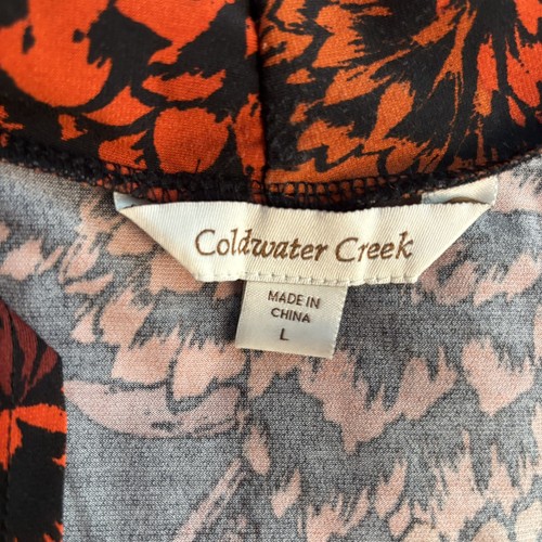 Coldwater Creek Women's SZ L Blouse Floral Open Front Slinky Stretch Cardigan - Picture 5 of 6